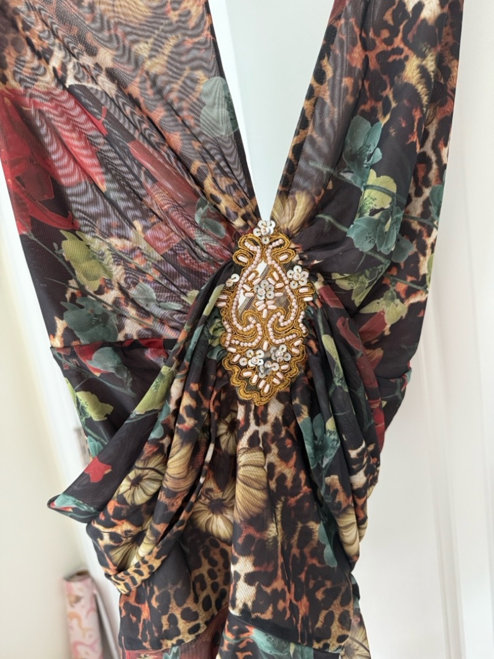 Jaded London Multicolor Floral & Leopard Print Mini Dress - Picture 3 of 4